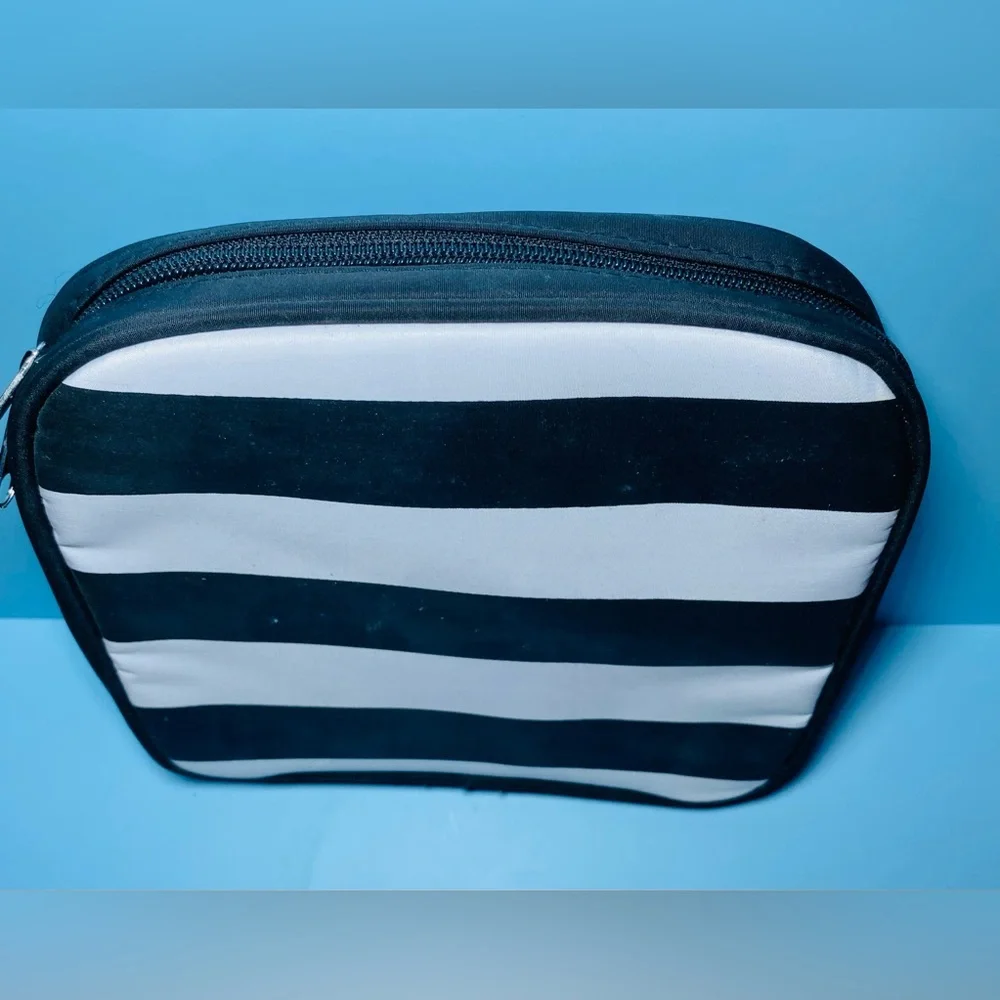 Makeup Bag Cosmetic Case‎ Travel Purse Black White Stripes